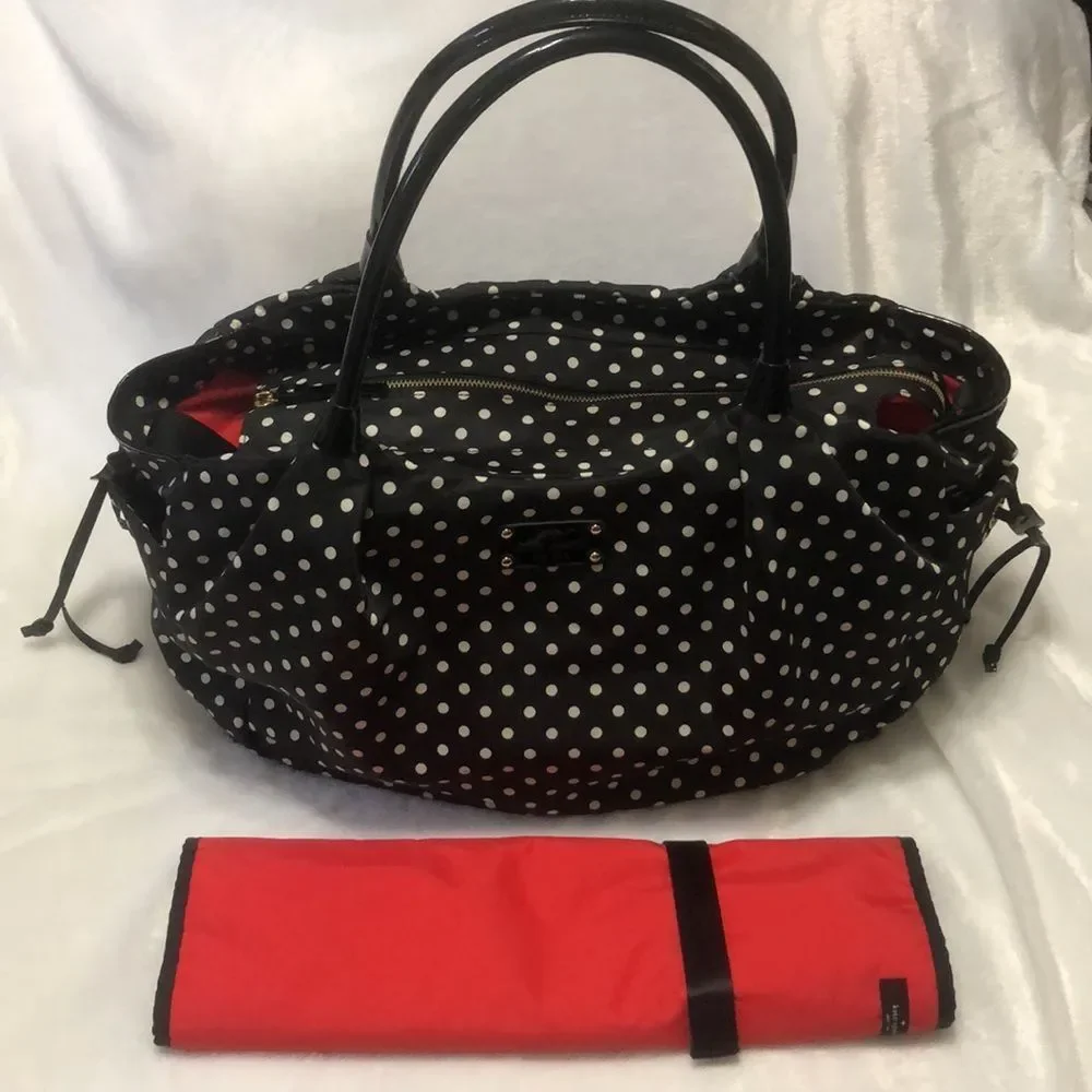 Kate Spade Nylon Polka Dot Diaper Bag with Changing Pad