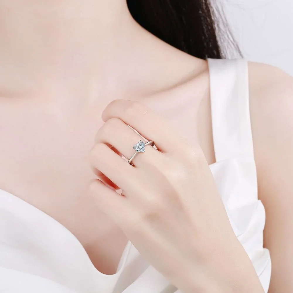 #Certified 2ct. t.w. Moissanite Diamond Heart Engagement Ring NEW