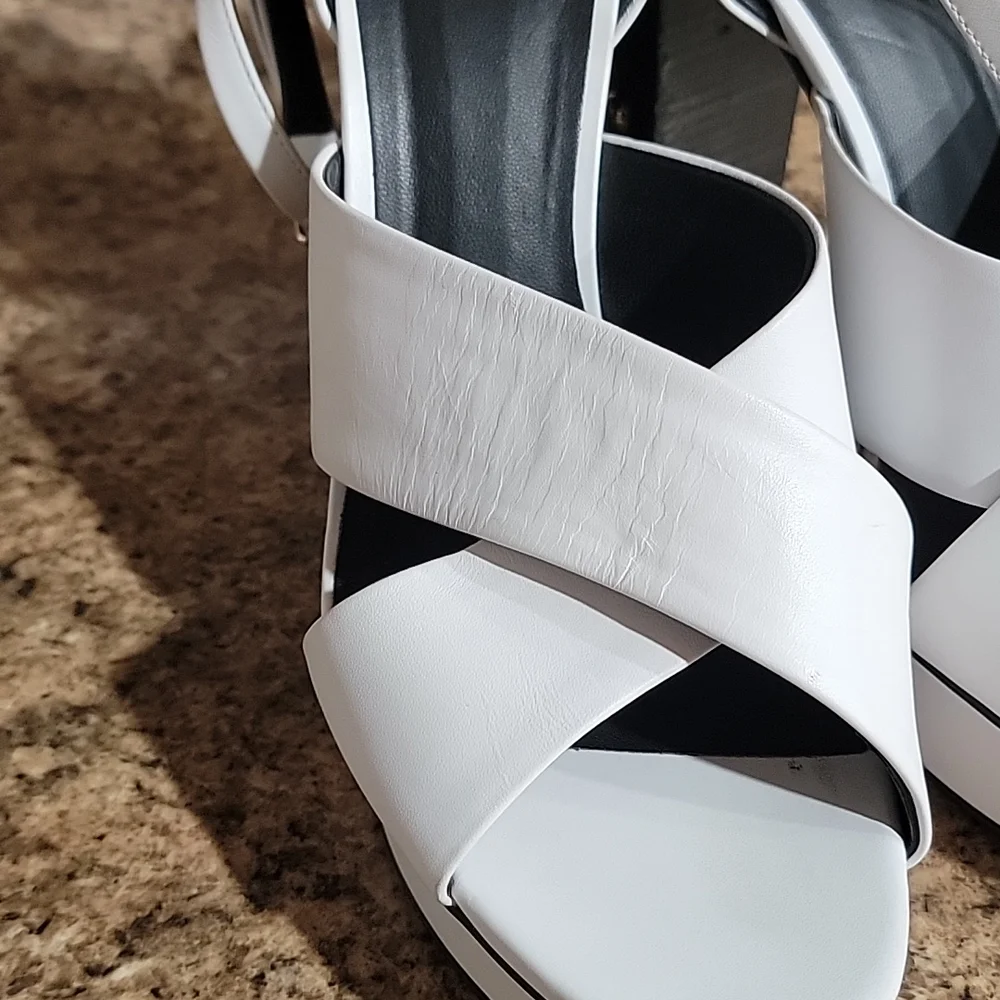 Versace Medusa Studded White Leather Platform Sandals