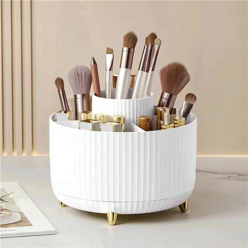 🌺 Makeup Brush holder Organizer, 🦋360° Rotating Make up Brush Holder, 5 Slots