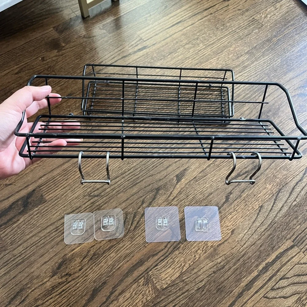 Shower Caddy Shelf with Hooks Storage Rack Organizer for Bathroom - 2 Pack