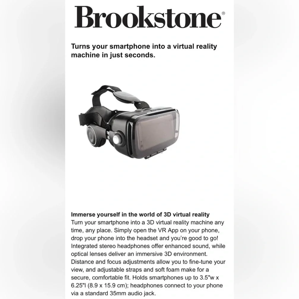 Brand new in box Brookstone VR headset with built-in microphone
