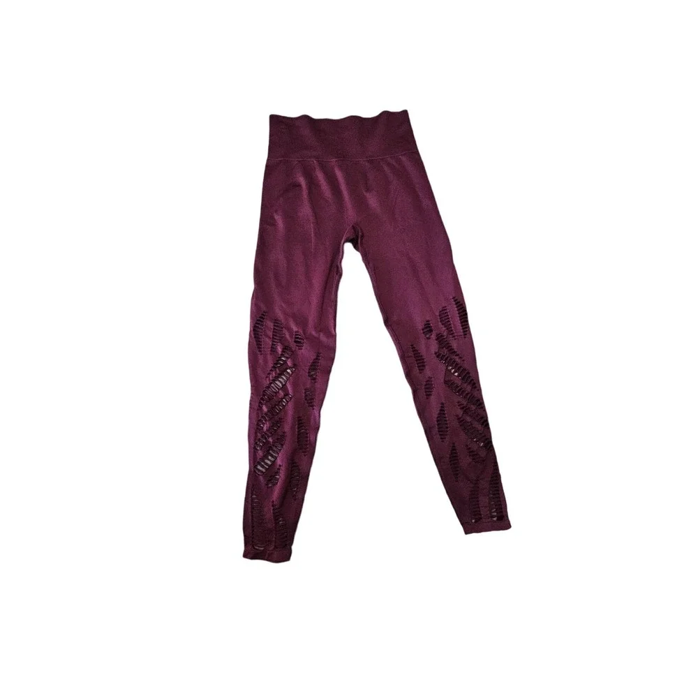 PINK Victorias Secret Cool and Comfy Maroon Cut Leggings Womens Size M