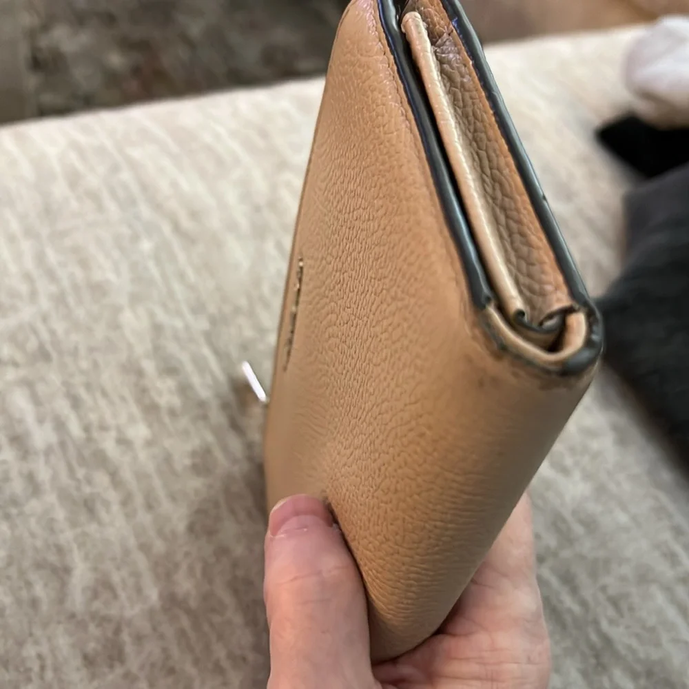 Michael Kors cream color double zip wristlet wallet