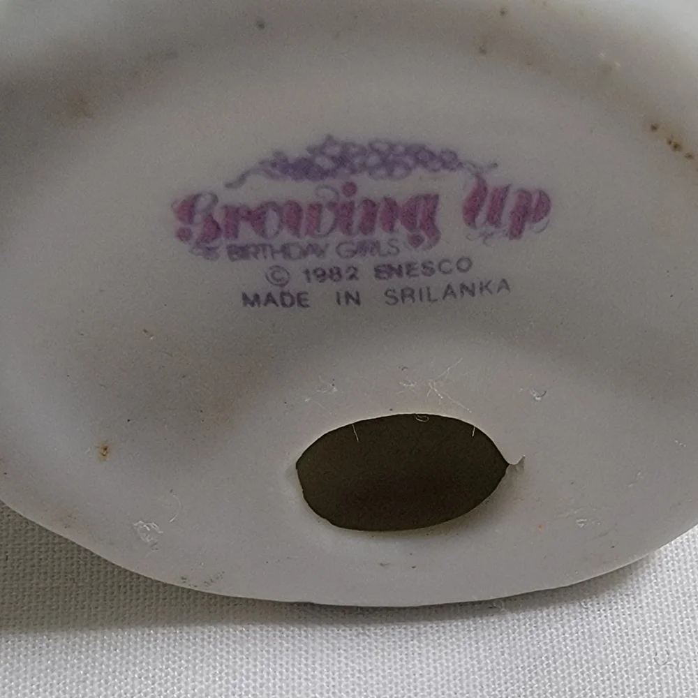 Vintage Growing Up Birthday Girl 3rd Green Dress 1982 Figurine Cake Top Enesco