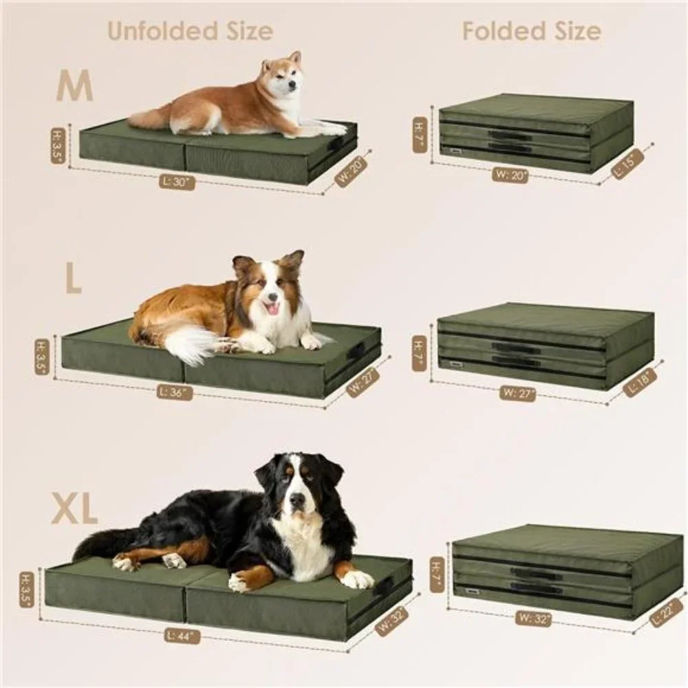 Foldable Waterproof Large Dogs Orthopedic Dog Bed with Washable Removable Cover