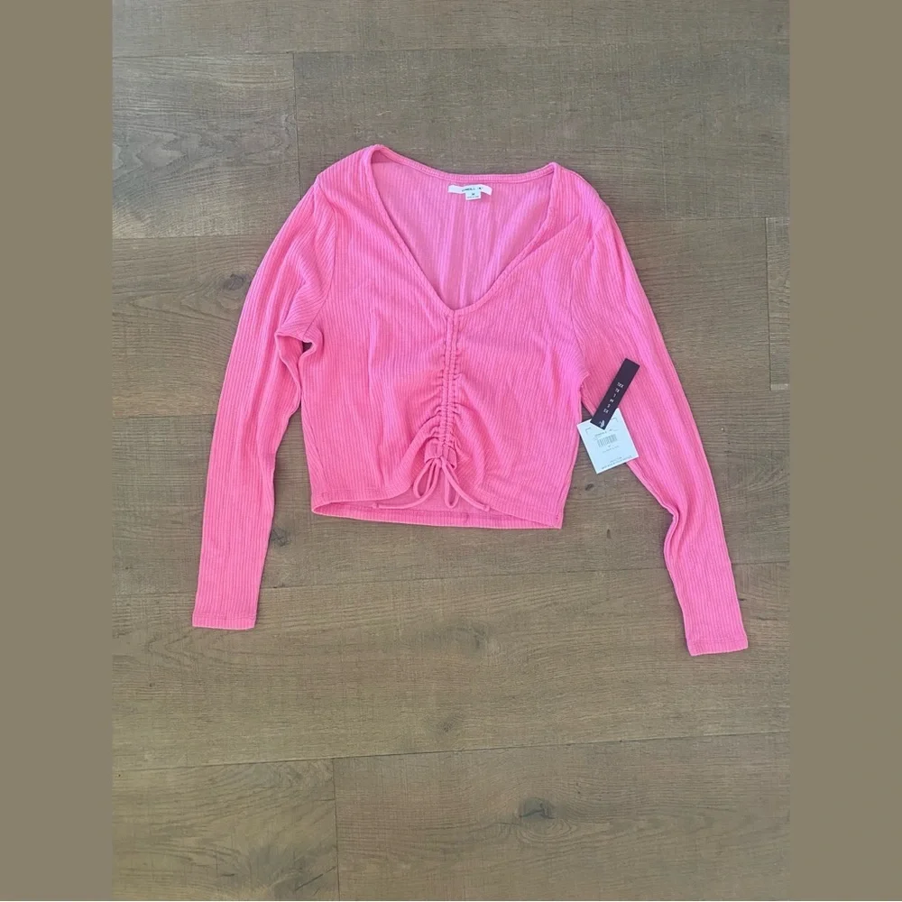 o’neill leanne ruched tie crop long sleeve new nwt top