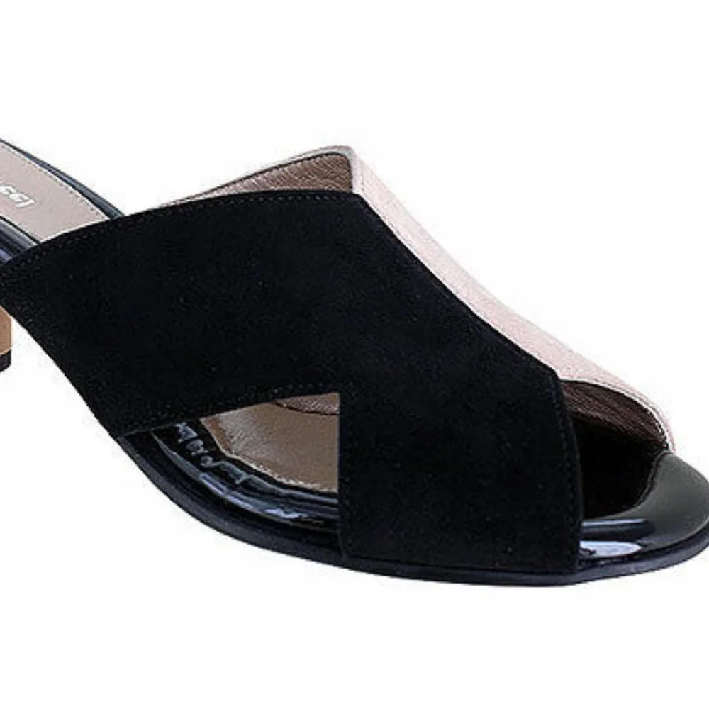 Beautifeel $345 Aurore Blush Black Combo Slide Euro Sz 42 NIB