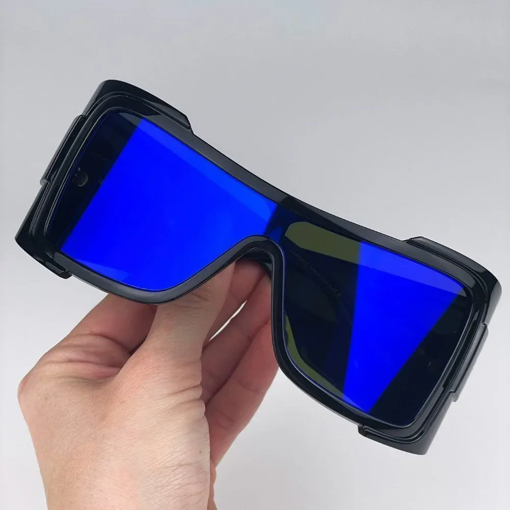 Versace VE4451 GB1/55 Sunglasses Black Grey Mirrored Blue Wraparound Unisex