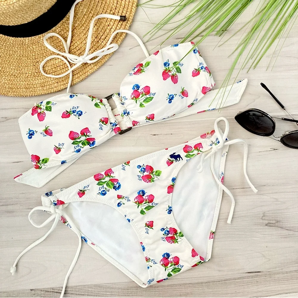 A&F | Abercrombie & Fitch Strawberry Print Swimsuit Bikini Set