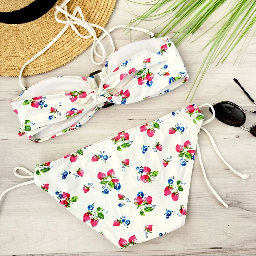 A&F | Abercrombie & Fitch Strawberry Print Swimsuit Bikini Set