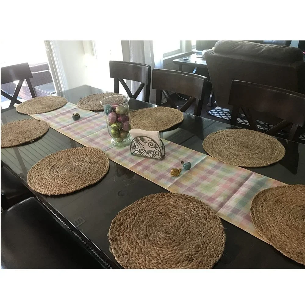 Easter Table Runner Summer Spring Decor Cottage Farmhouse Plaid Decorative Cloth