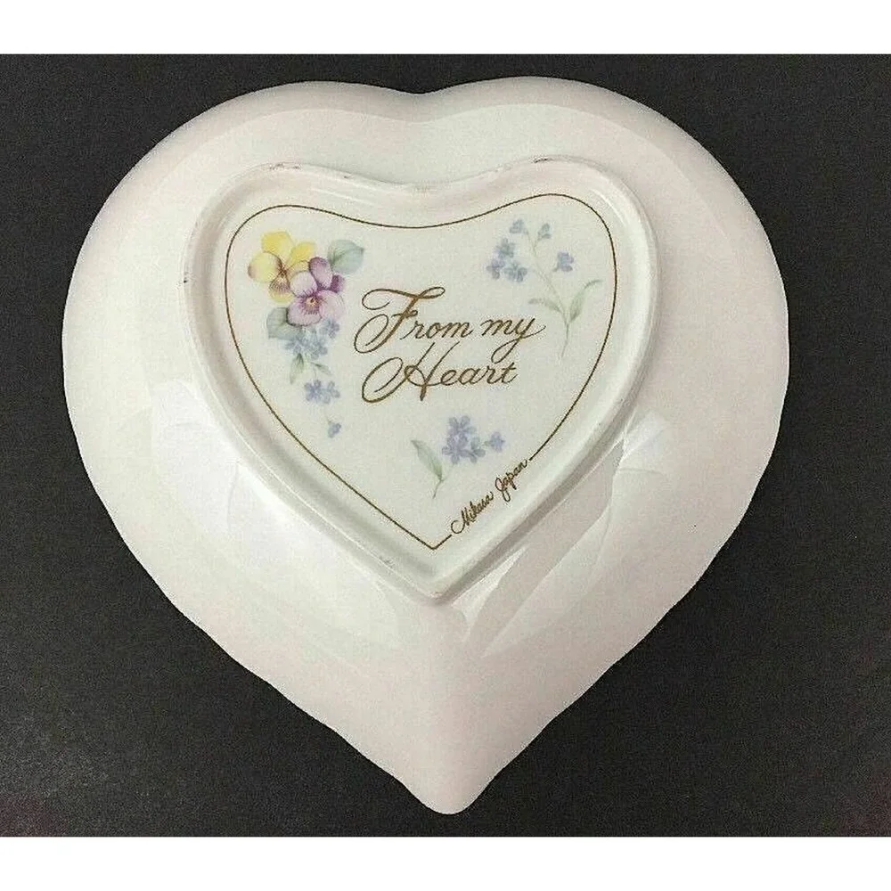 Mikasa Japan Heart Shaped Plate Raised Pink Roses Fine Bone China Valentines