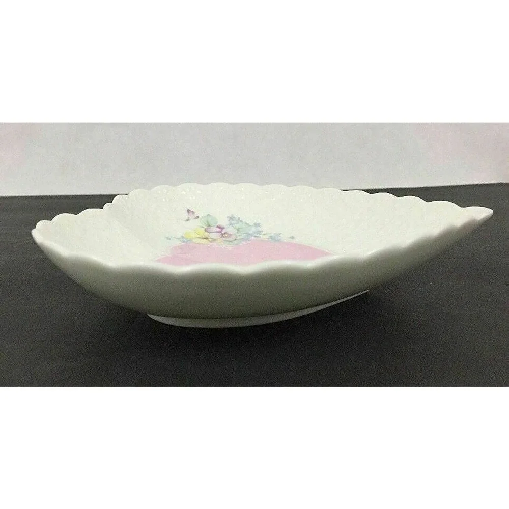Mikasa Japan Heart Shaped Plate Raised Pink Roses Fine Bone China Valentines
