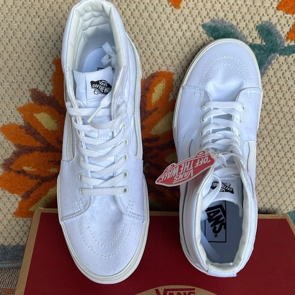 Vans WMNS Sk8-Hi Stacked (Canvas) True White VN0A4BTWL5R Platforms Sneakers NIB