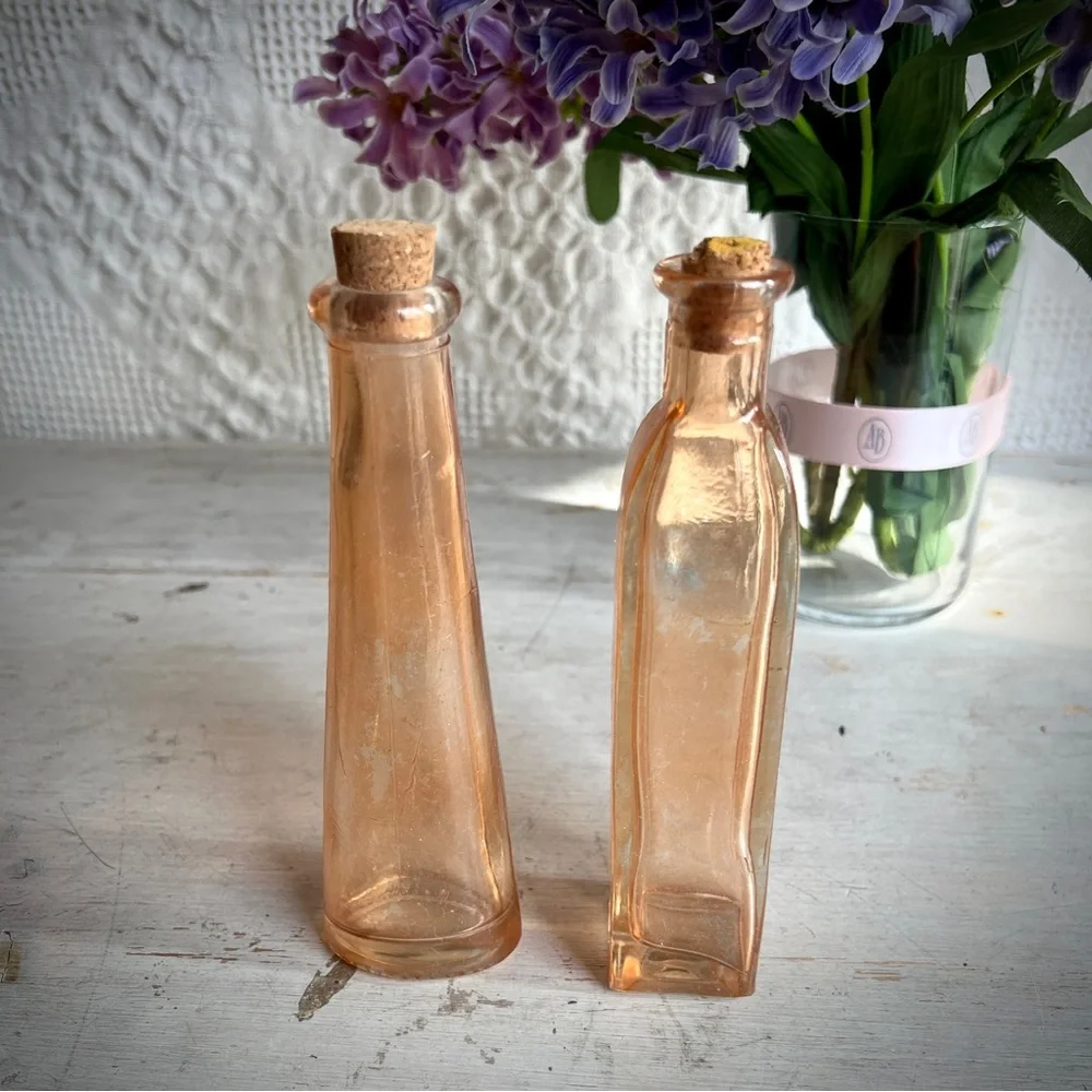 70s VTG Orange Glass Bottles Party Decor Weddings Birthdays Showers $29 each
