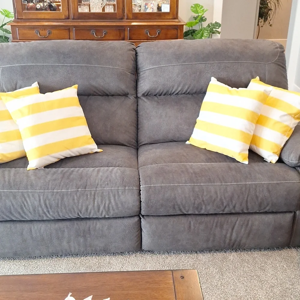 Four Yellow and White Striped Couch or Bedtop Throw Pillows 18