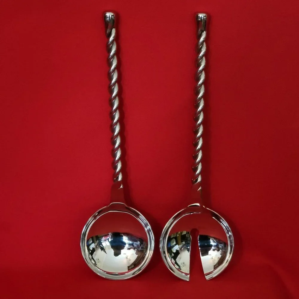Stainless Steel Pasta Salad Spoon Fork Utensils Twisted Handles