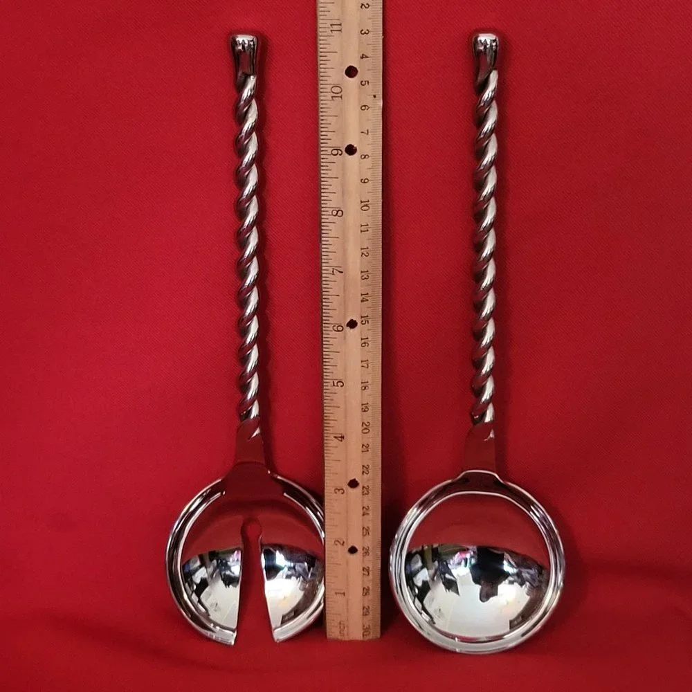 Stainless Steel Pasta Salad Spoon Fork Utensils Twisted Handles