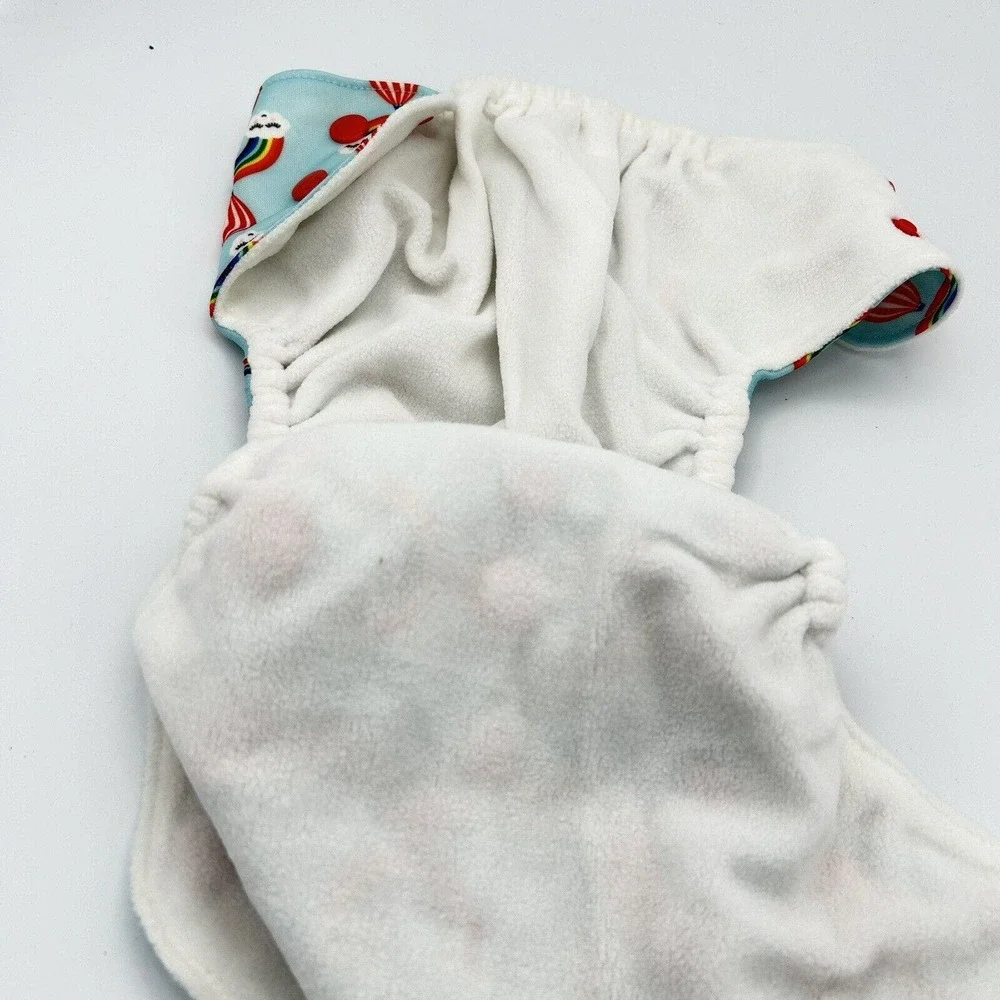 Baby Diaper Cover Pocket Adjustable Snaps Rainbow & Balloon Print One Size