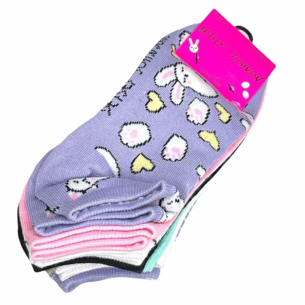 Betsey Johnson Easter Low Cut Socks Purple Pink 10 Pairs