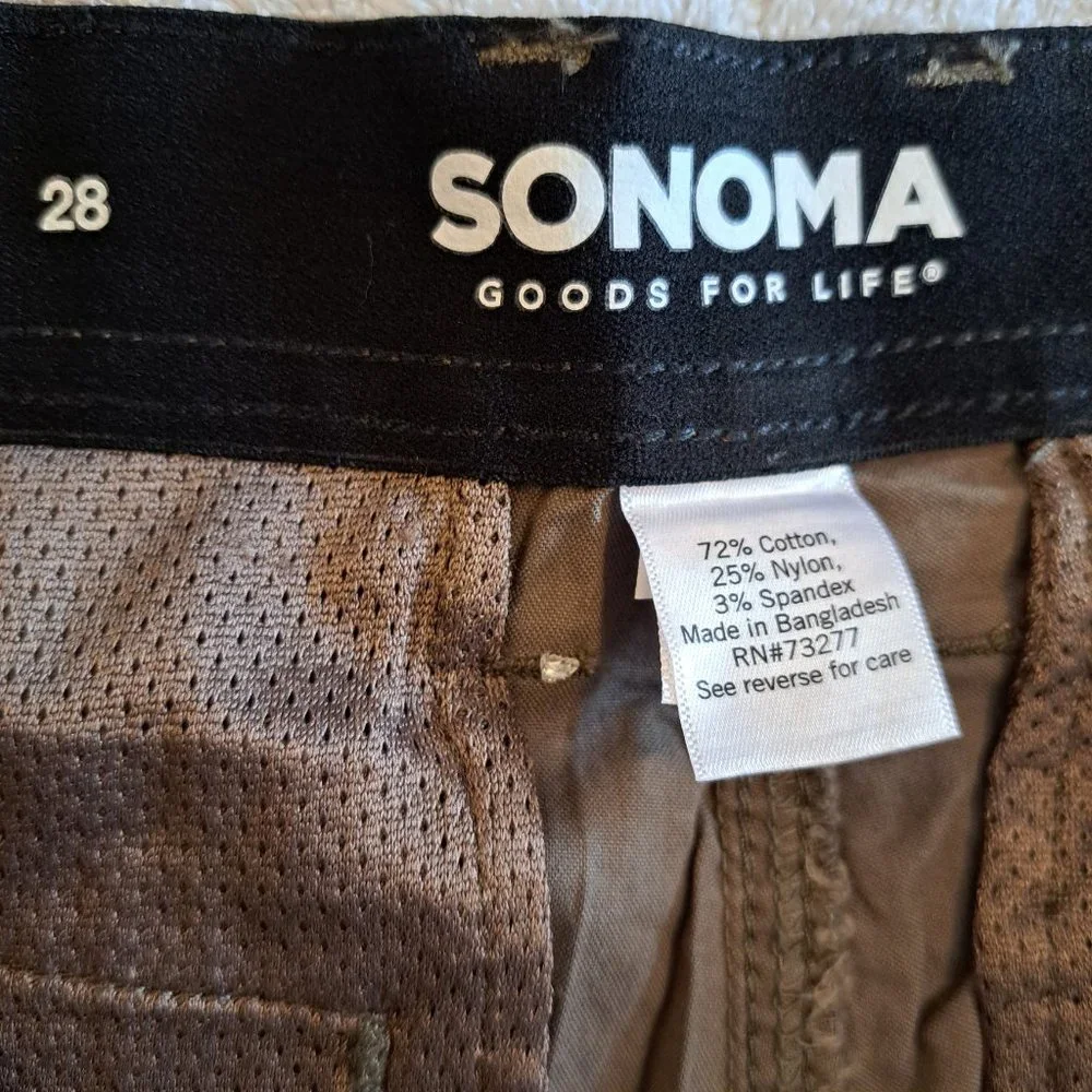 NEW Sonoma Outdoor Cargo Shorts Khaki Tan Lightweight Size 28