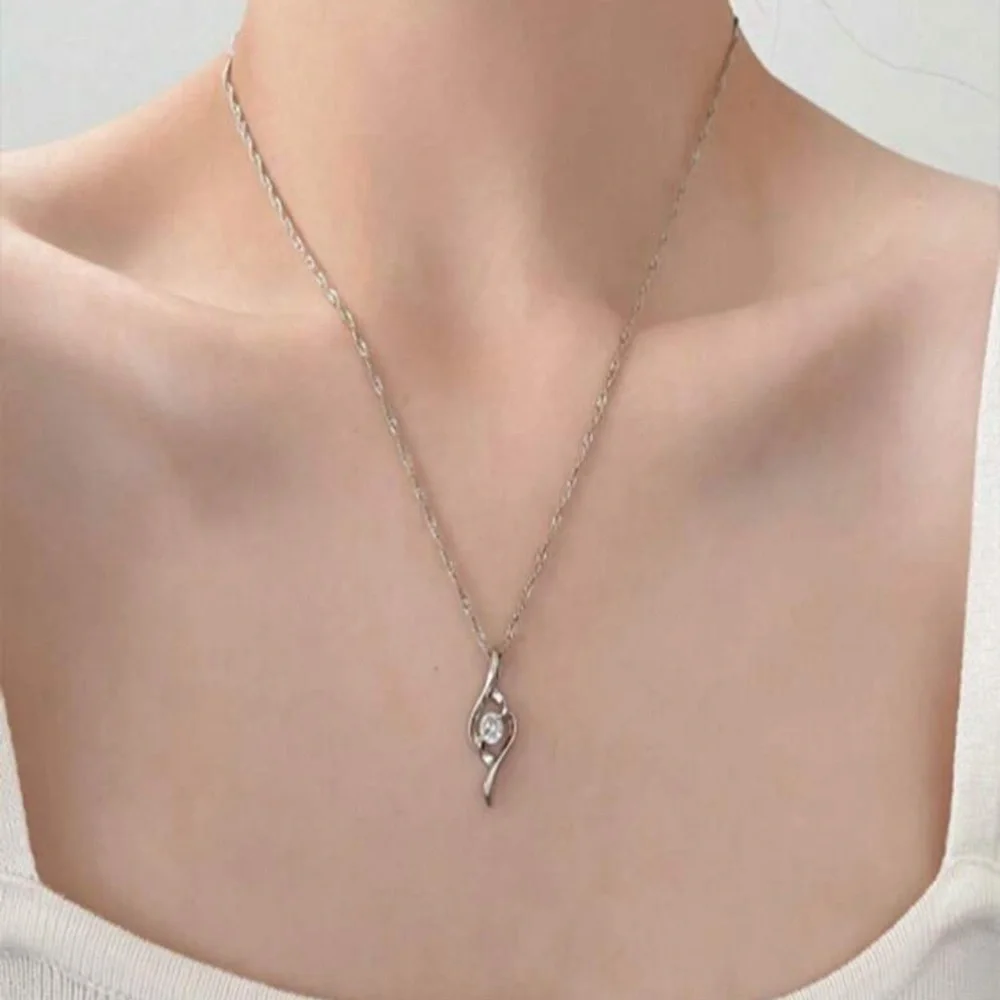 3pcs New Design Cubic Zirconia Decor Heart Shaped Necklace & Earrings Set,