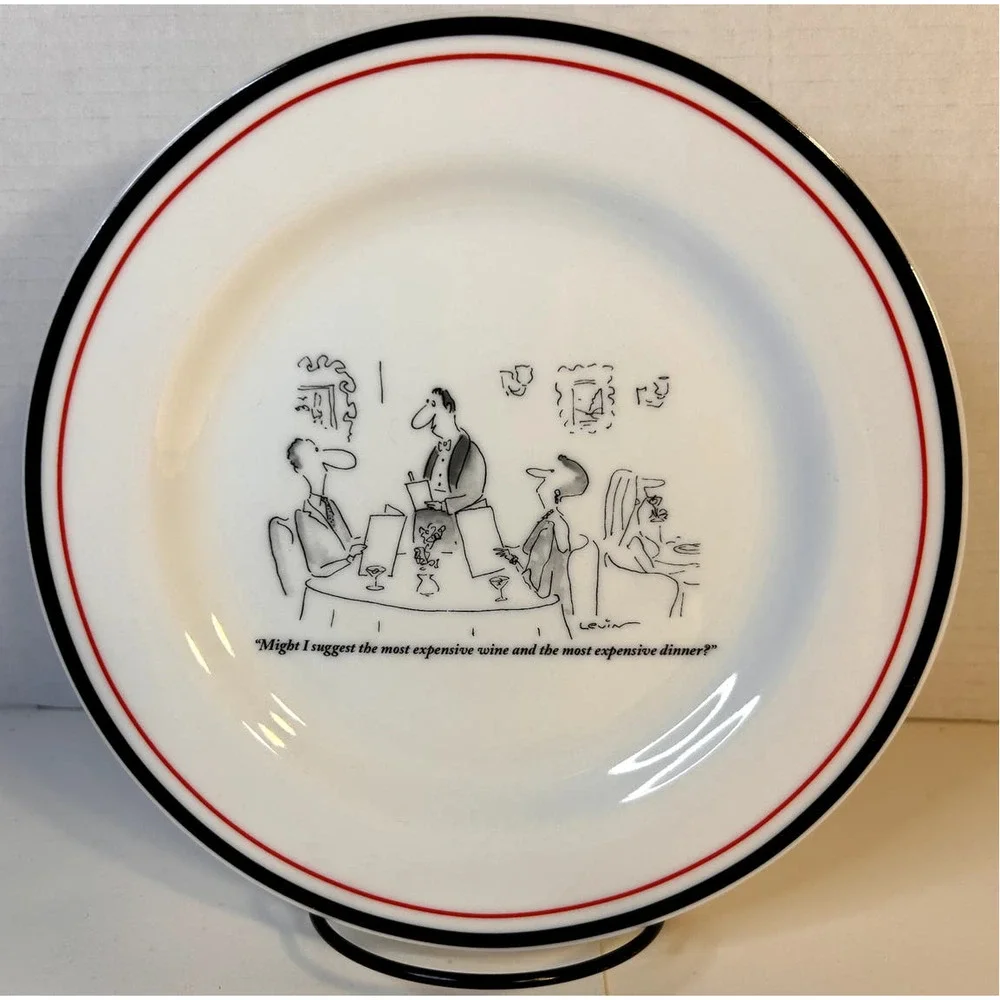 The New Yorker Restoration Hardware Wine Theme Cartoon Porcelain Salad Plate 8