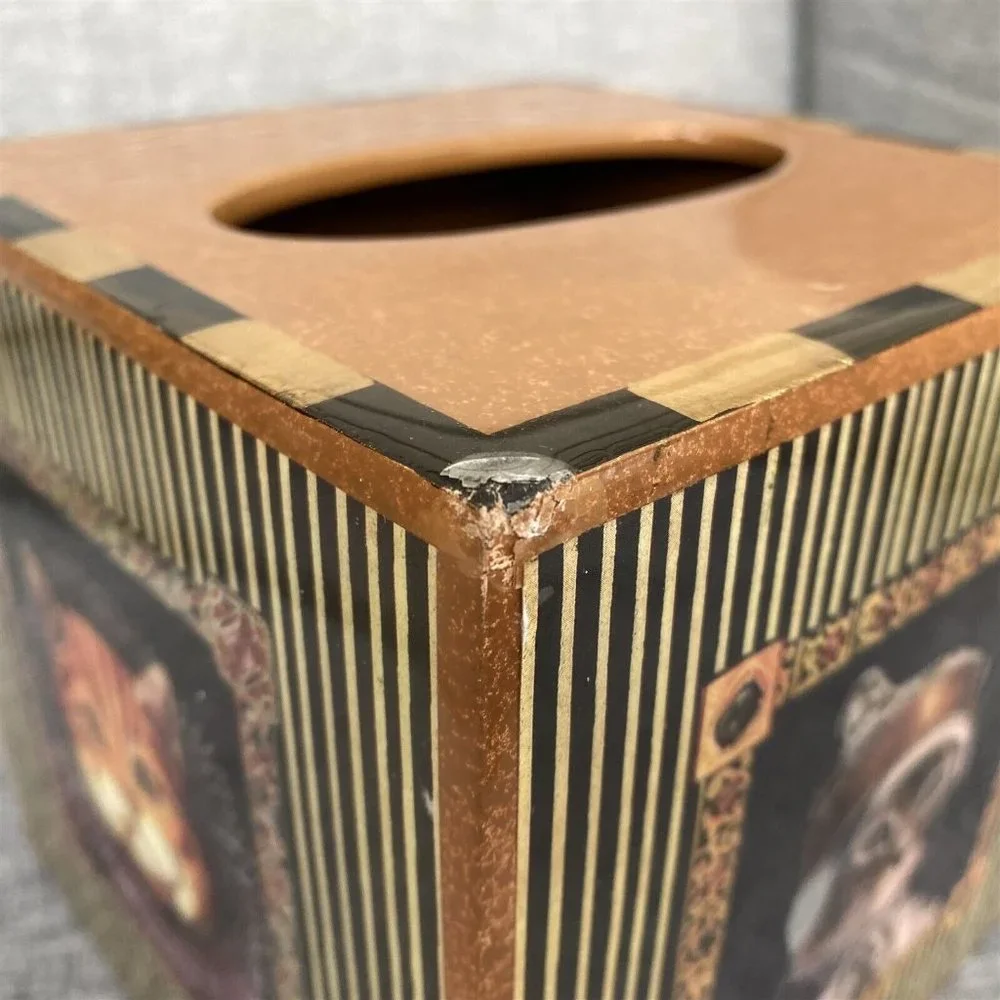 ANNIE MODICA Royal CAT Tissue Holder DECOUPAGE ART RENAISSANCE ROYAL