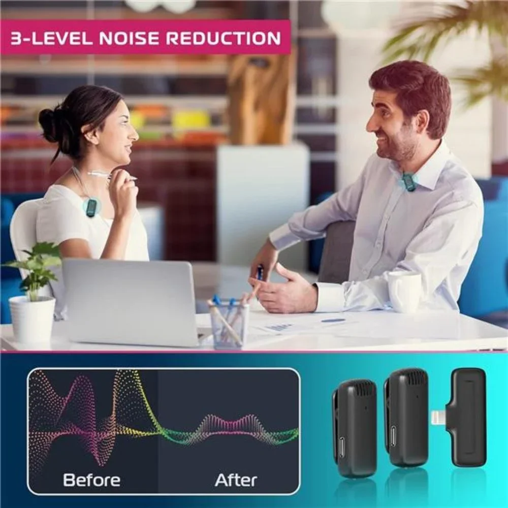 J12 Wireless Lavalier Microphone, 2-in-1 Plug-Play Mic with Charging Case