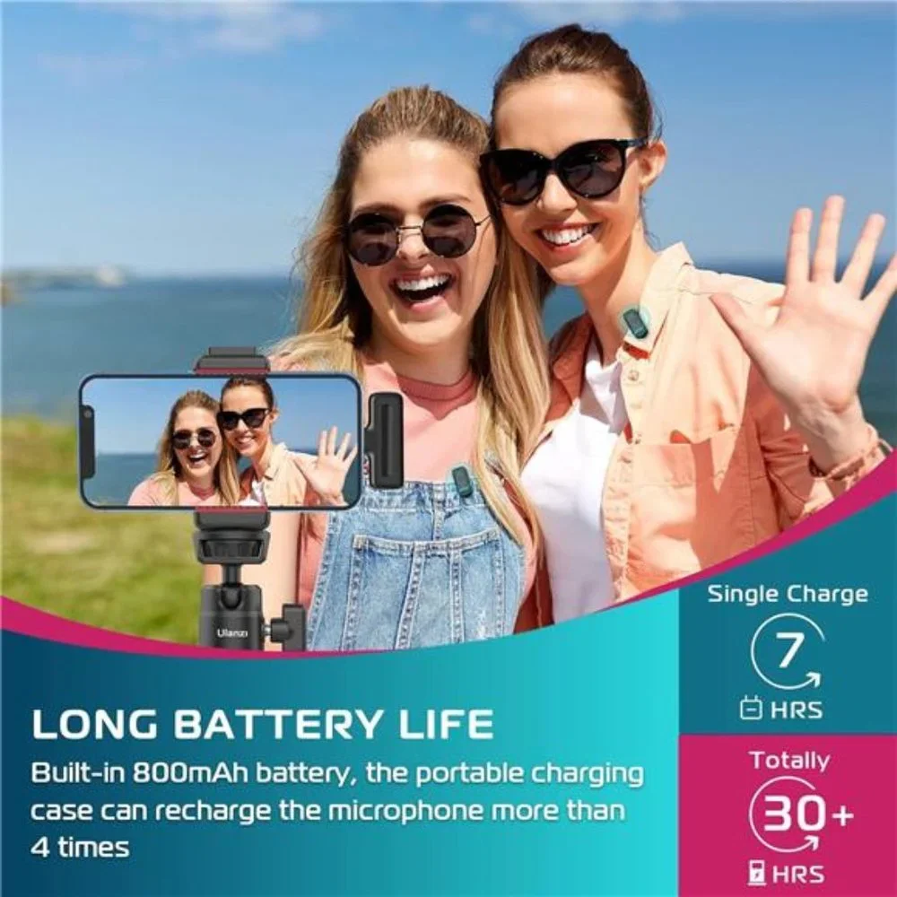 J12 Wireless Lavalier Microphone, 2-in-1 Plug-Play Mic with Charging Case