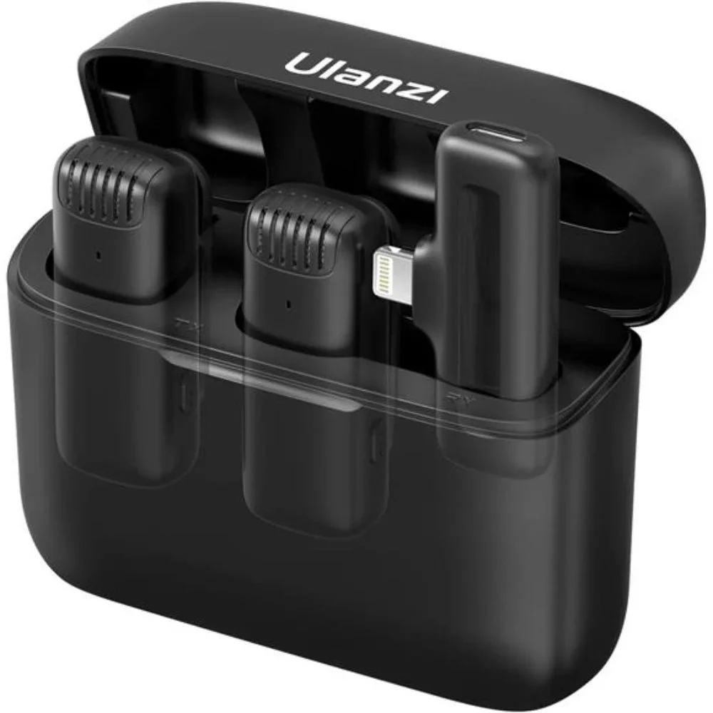 J12 Wireless Lavalier Microphone, 2-in-1 Plug-Play Mic with Charging Case