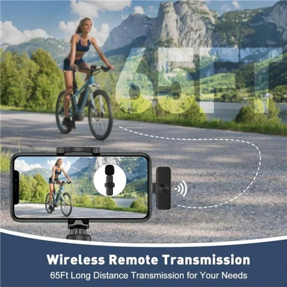2Pcs Wireless Lavalier Microphone, Plug-Play Lapel Clip-On Mini Mic
