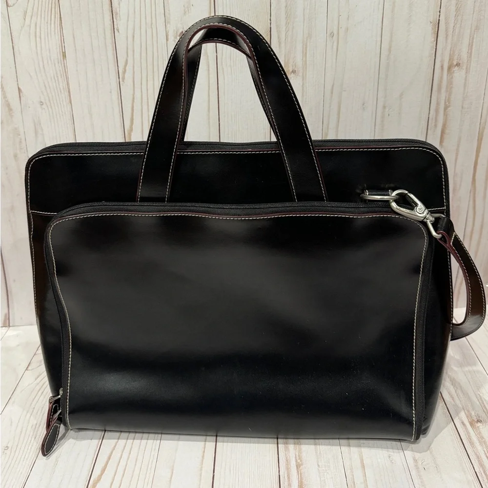 Samsonite Messenger Shoulder Bag Briefcase Black Multi Pockets Executive