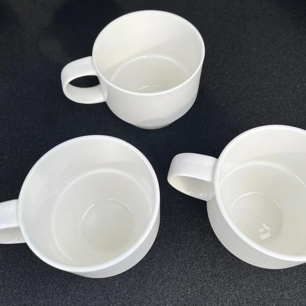 Crate&Barrel Set of 3 Crate and Barrel Stacking Mugs Coffee Cup White 14 oz