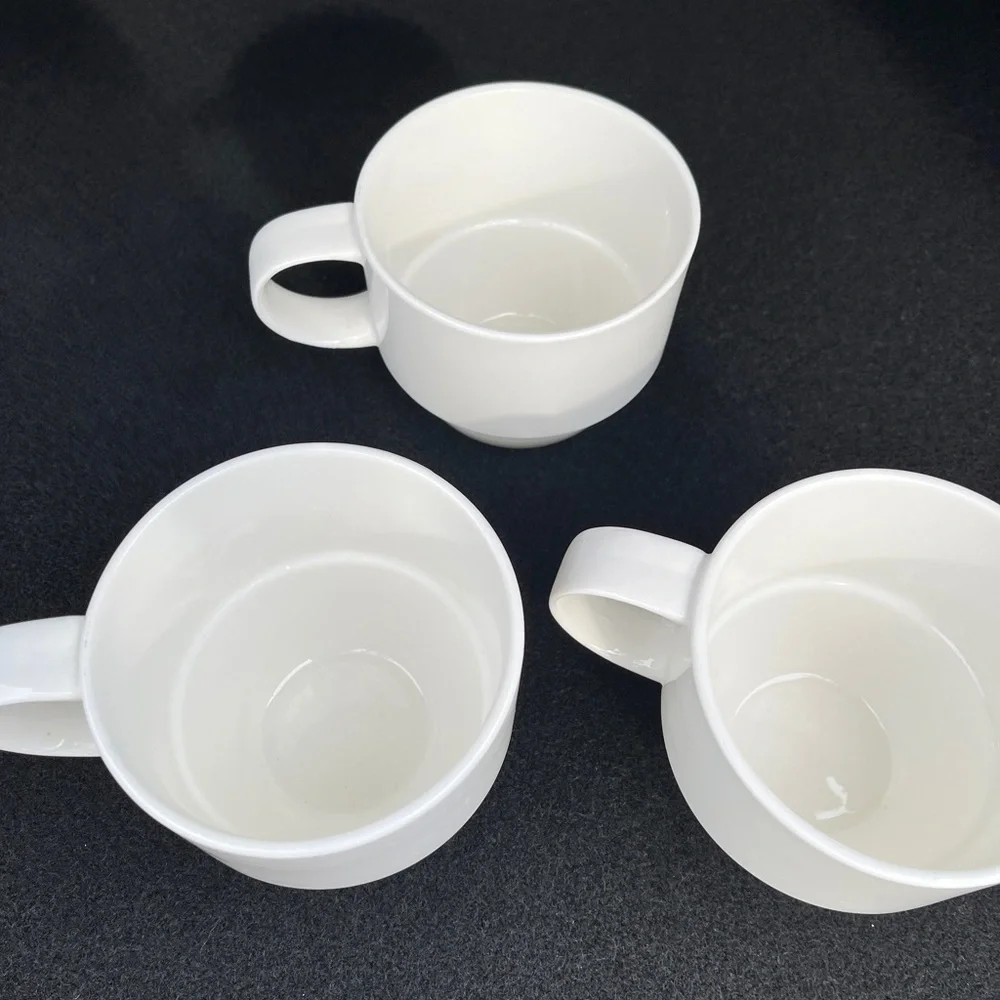 Crate&Barrel Set of 3 Crate and Barrel Stacking Mugs Coffee Cup White 14 oz