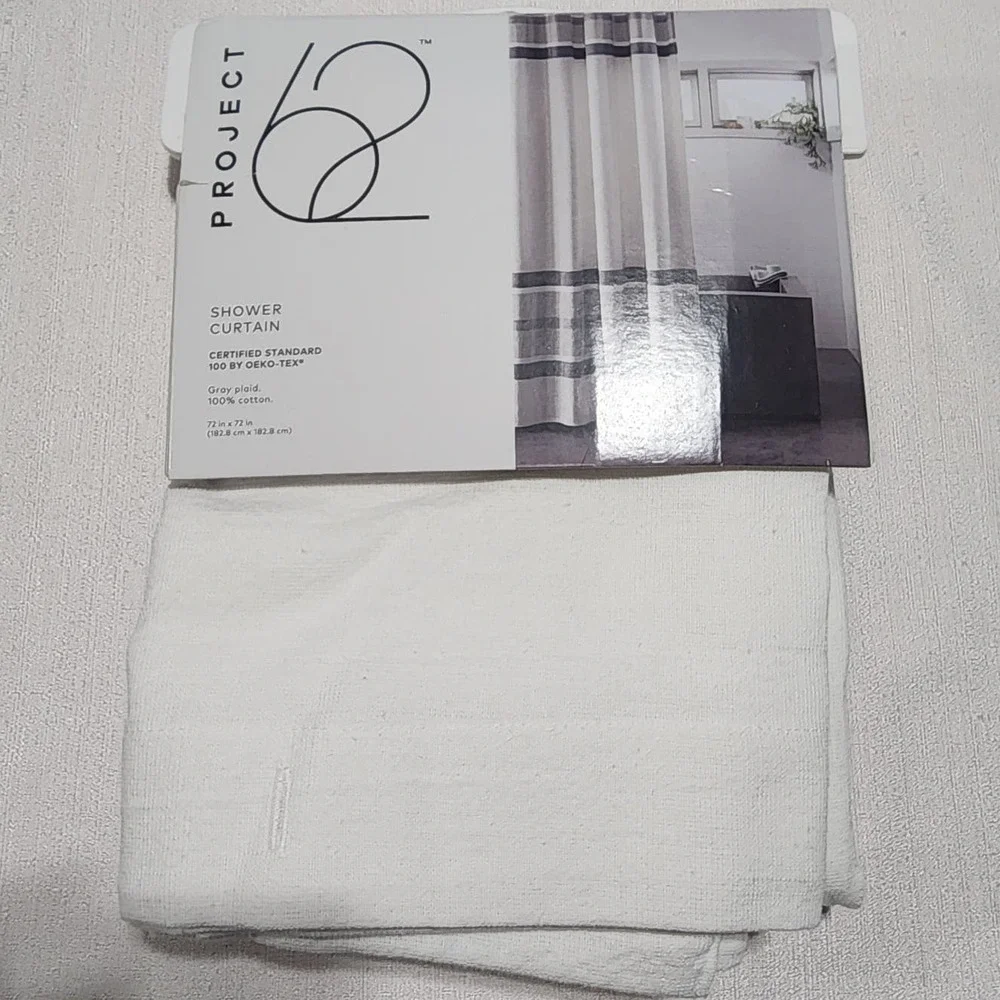 project 62 shower curtain 100% cotton 72 x72 gray plaid