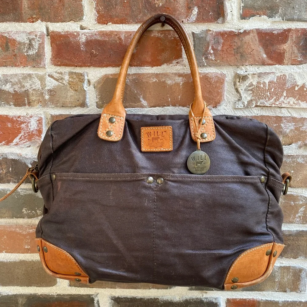 WILL LEATHER GOODS Canvas & Leather Overnighter/Briefcase/Laptop Bag