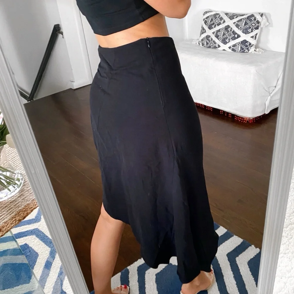 🖤 ZARA BOHO BLACK ASYMMETRICAL SIDE TIE HIGH WAIST MIDI SKIRT!