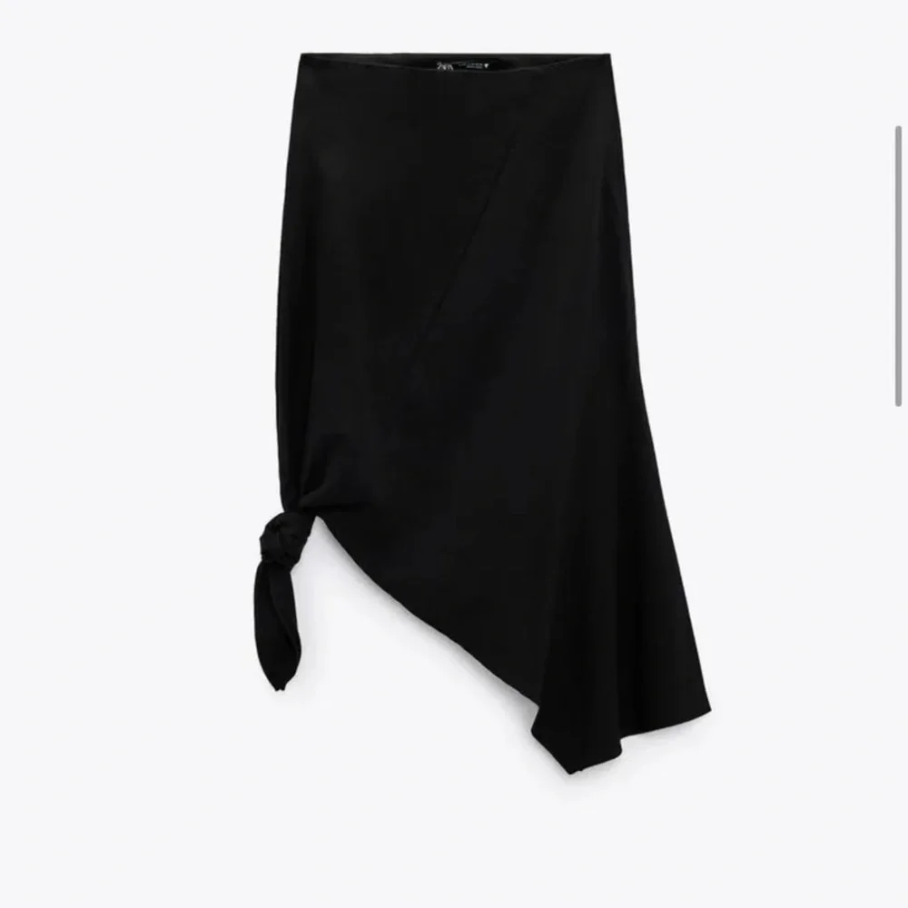🖤 ZARA BOHO BLACK ASYMMETRICAL SIDE TIE HIGH WAIST MIDI SKIRT!