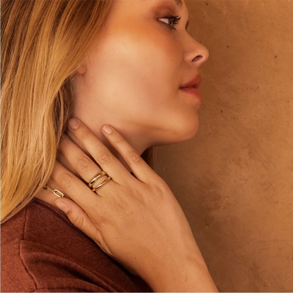 Loren Stewart Curateur Double open Band Ring 14k yellow gold plated.. NWT