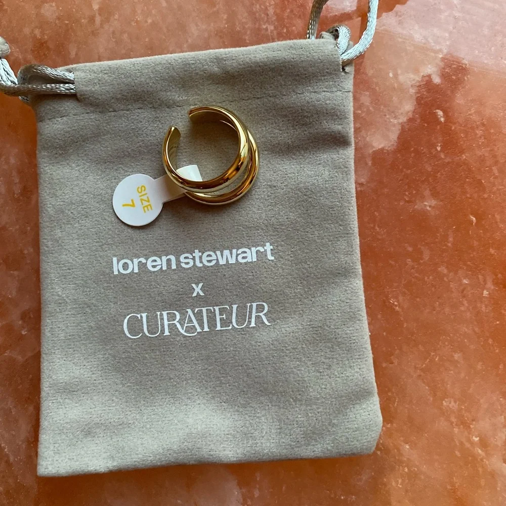 Loren Stewart Curateur Double open Band Ring 14k yellow gold plated.. NWT