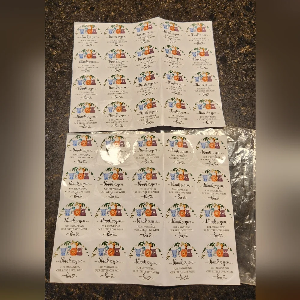 🎉5/$10 40- 2 inch safari baby shower thank you stickers