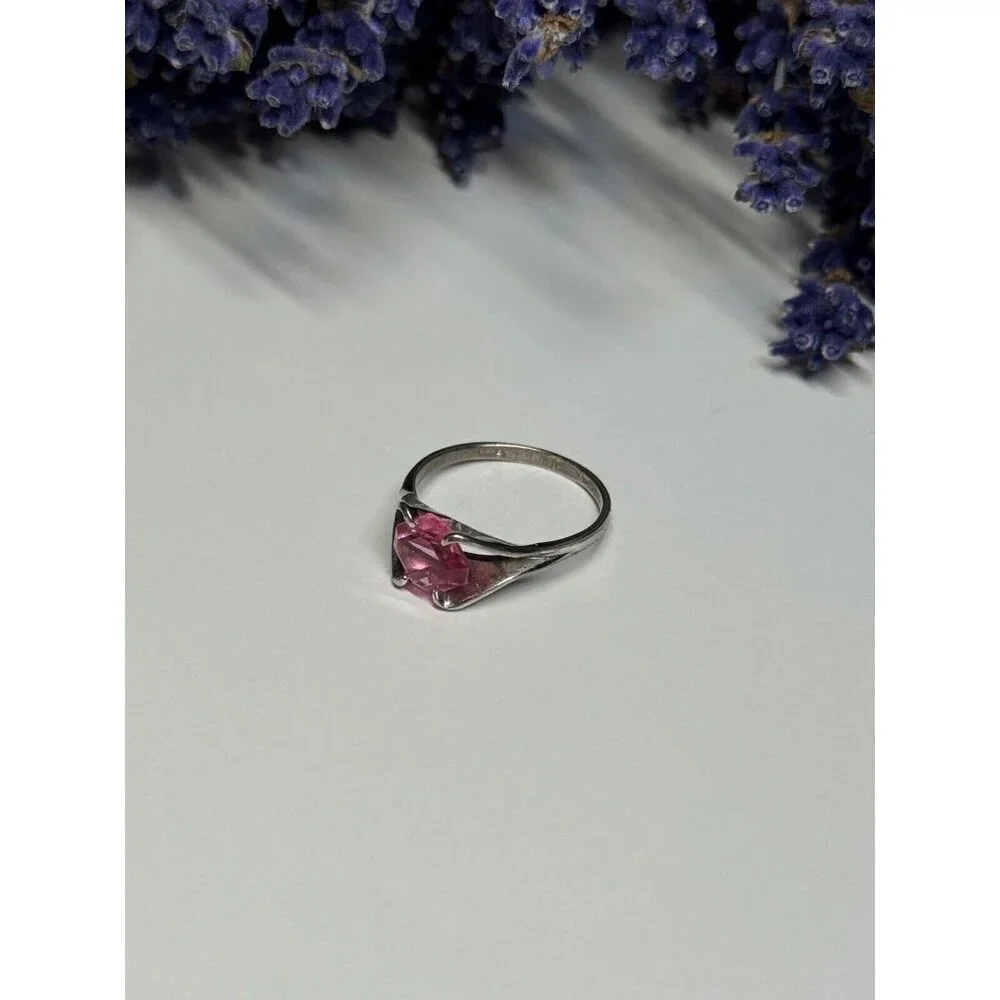 925 STERLING SILVER PINK TOPAZ RING SIZE 5