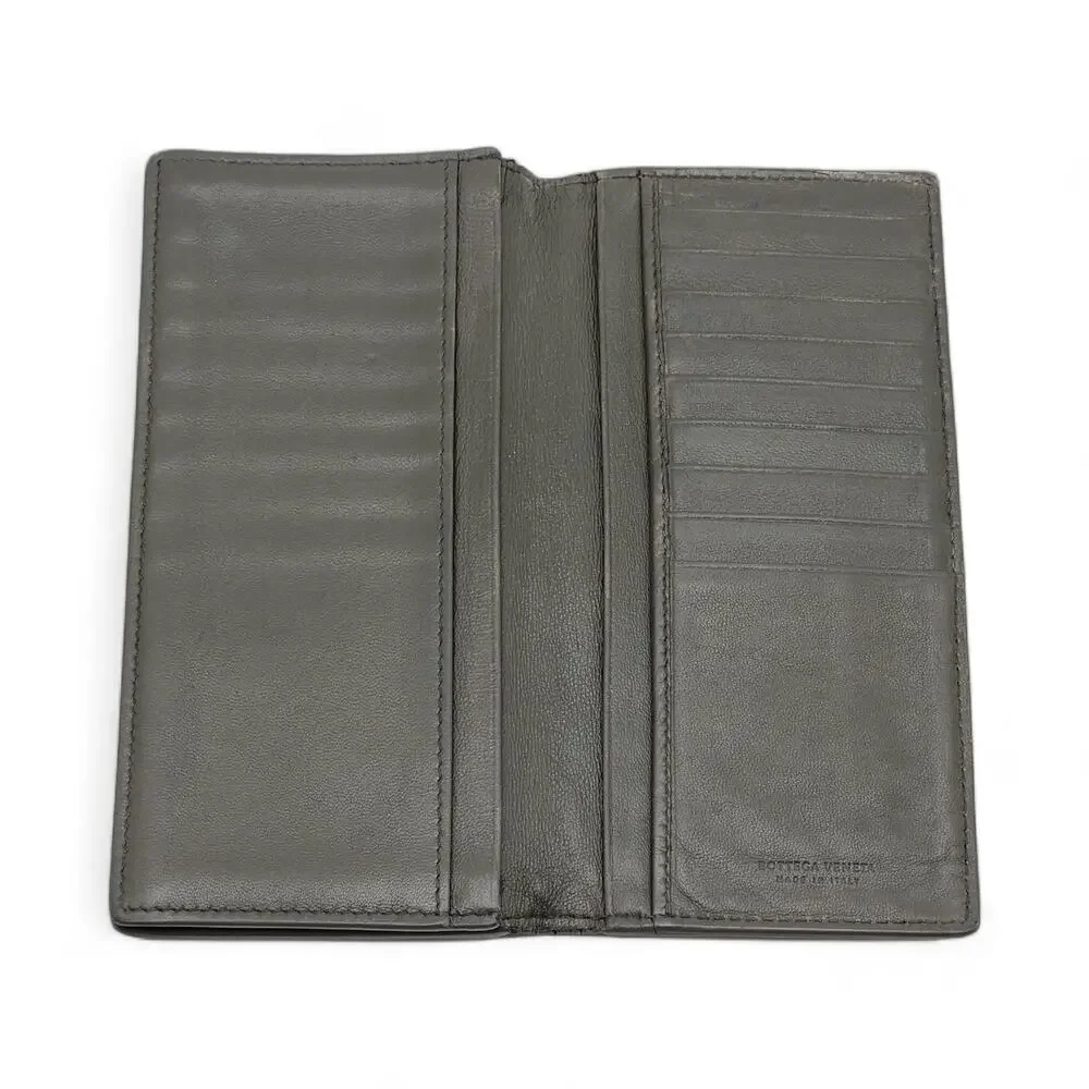 Bottega Veneta Nappa Intrecciato Bi-Fold Wallet in Gray Blue