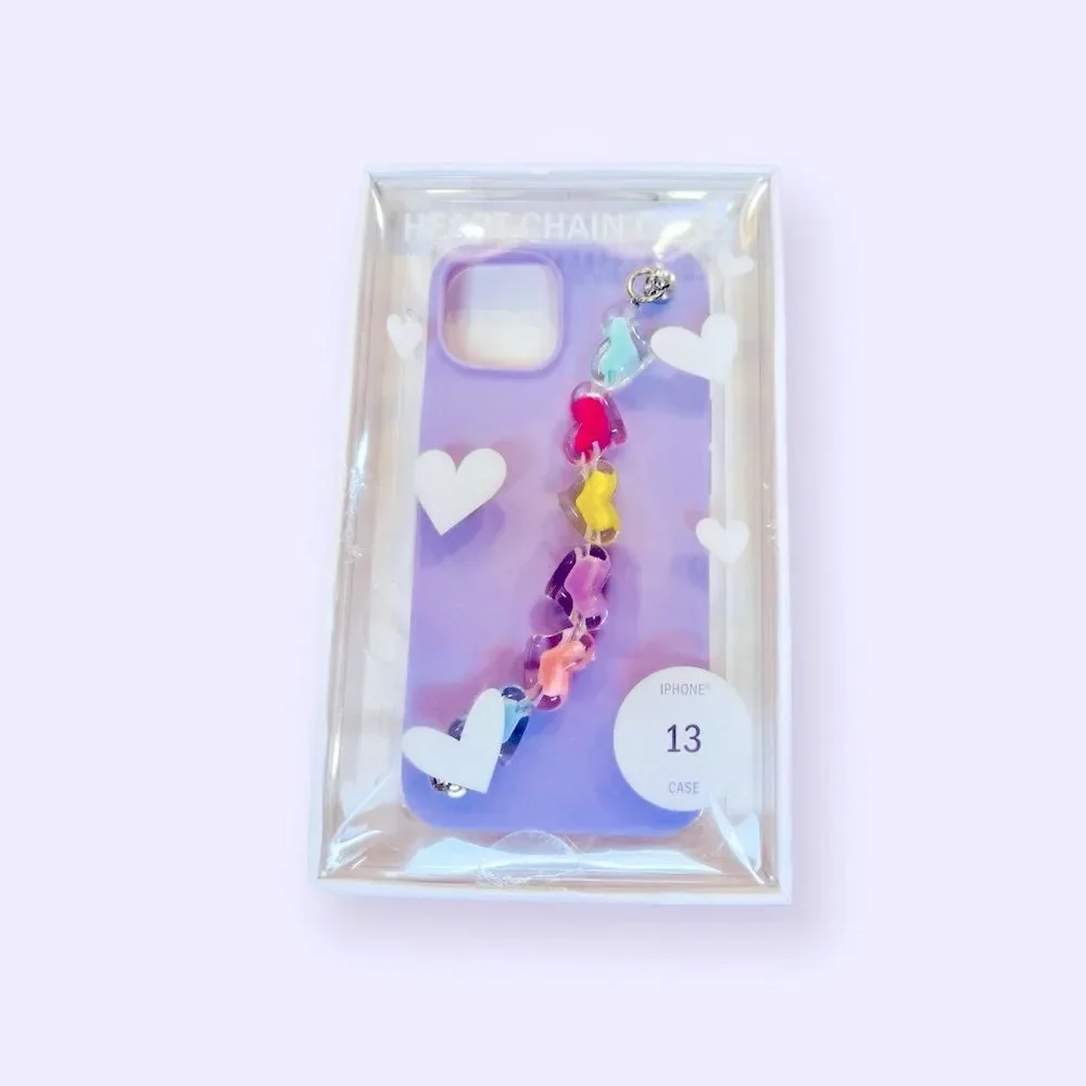 Urban Outfitters Lavander Chain Case with Heart Chain Handle for iPhone 13