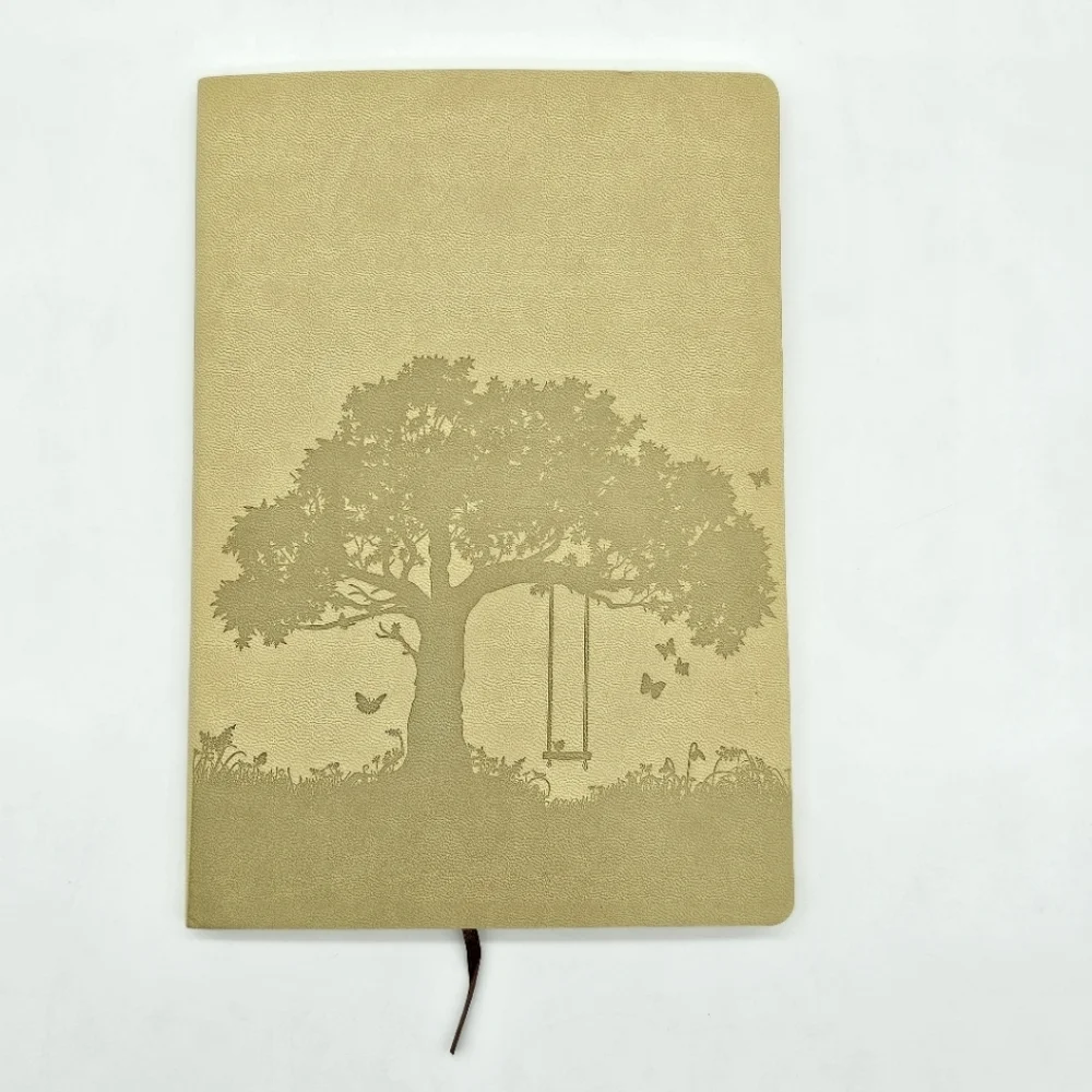 Tree of Life Faux Leather Journal Bamboo Pen Inspirational Bookmark Set Tan