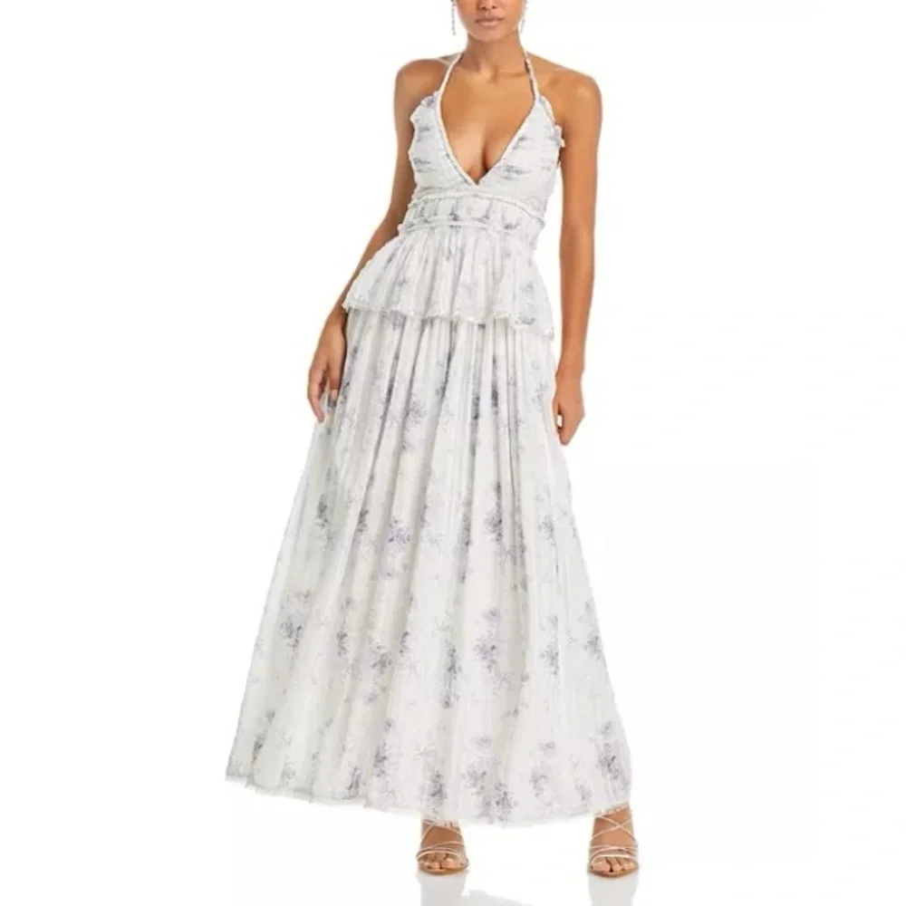 🐚 LOVE SHACK FANCY PURPLE WHITE SILVER BRIAR DRESS IN MISTY SEA!