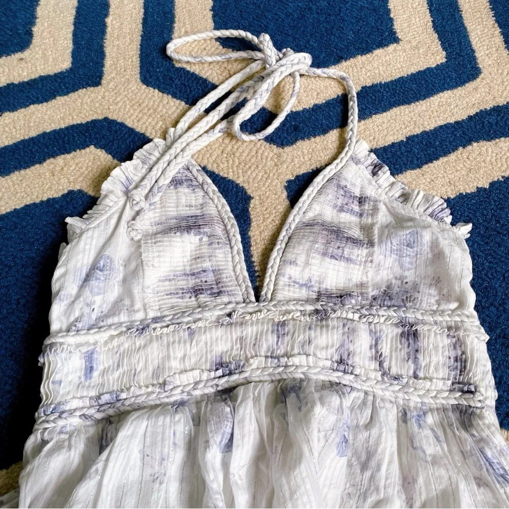 🐚 LOVE SHACK FANCY PURPLE WHITE SILVER BRIAR DRESS IN MISTY SEA!