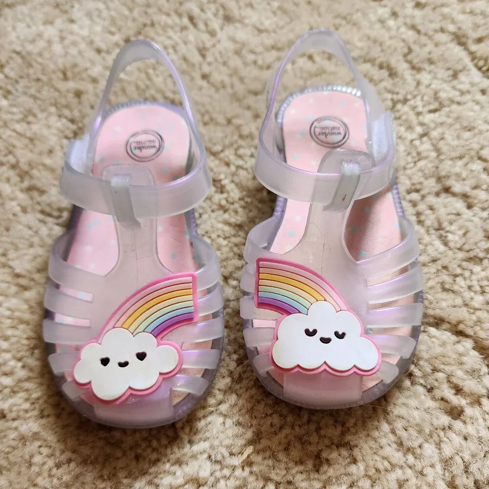 Wonder Nation Baby Girls Mary Jane Rainbow Jelly Shoes Size 5
